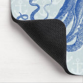 Vintager Blauer Oktopus mit Ankern Personalisiert Mousepad (Ecke)