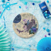 Vintager Blauer Owl Moon Moth Pappteller (Party)