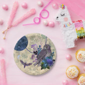 Vintager Blauer Owl Moon Moth Pappteller (Party)