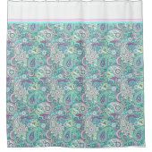 Vintager blauer Paisley Duschvorhang (Vorderseite)