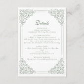 Vintager blauer Rahmen Elegante Hochzeitdetails Begleitkarte (Vorderseite)