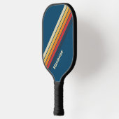 Vintager blauer Regenbogen Streifen mit Namen Pickleball Schläger (Links)