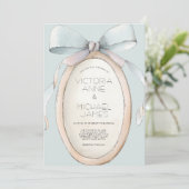 Vintager Blauer Ribbons Einladung zur Hochzeit (Stehend Vorderseite)