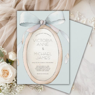 Vintager Blauer Ribbons Einladung zur Hochzeit