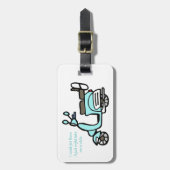 Vintager blauer Roller-Gepäck-Umbau "ich könnte… " Gepäckanhänger (Vorderseite vertikal)