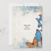 Vintager Blauer Schmetterling und Hochzeit Einladung (Rückseite)