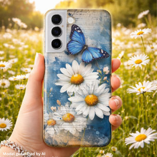Vintager Blauer Schmetterling und Milchprodukte - Samsung Galaxy Hülle