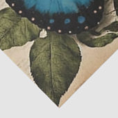 Vintager Blauer Schmetterling und Rose Dekoupage Seidenpapier (Detail)