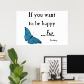 Vintager Blauer Schmetterling und Tolstocker Glück Poster (Heimbüro)