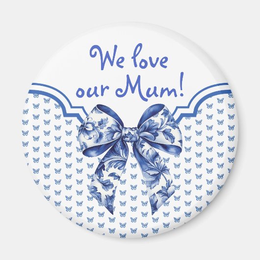 Vintager Blauer Schmetterlingsbock Personalisiert Magnet (Vorne)