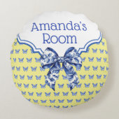 Vintager Blauer Schmetterlingsbock Personalisiert Rundes Kissen (Vorderseite)