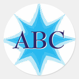 Vintager Blauer Stern mit benutzerdefiniertem Mono Runder Aufkleber