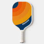 Vintager blauer Streifen mit Name Pickleball Schläger (Rückseite)