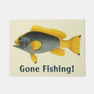 Vintager Blauer und Gelber Grouper Fisch, Meeresle Fußmatte