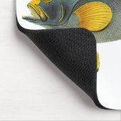Vintager Blauer und Gelber Grouper Fisch, Meeresle Mousepad (Ecke)