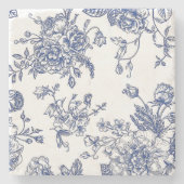 Vintager blauer und weißer Marmorstein Untersetzer (Vorderseite)