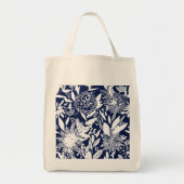 Vintager Blauer Vogel Liebe Blumengarten Tragetasche (Vorne)