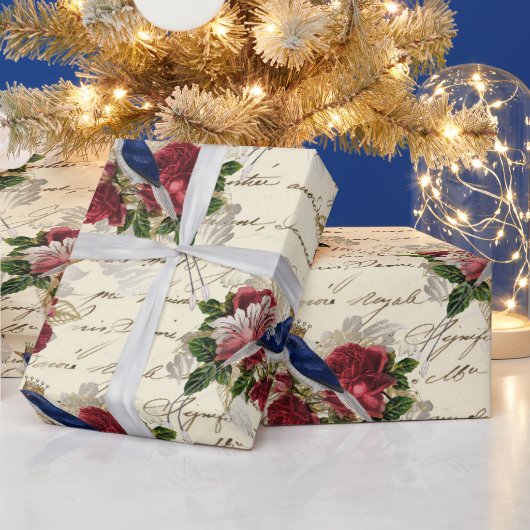 Vintager Blauer Vogel Weihnachten Geschenkpapier (Feiertage)