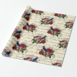 Vintager Blauer Vogel Weihnachten Geschenkpapier