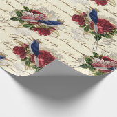 Vintager Blauer Vogel Weihnachten Geschenkpapier (Ecke)