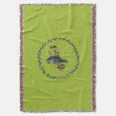 Vintager Blauer Vogelgewirbel Decke (Vorderseite Vertikal)