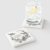 Vintager blauer VögelScripture Steinuntersetzer (Seitenansicht)