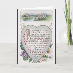 Vintager blauer VogelValentine Feiertagskarte
