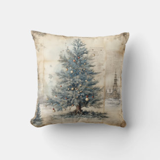 Vintager Blauer Weihnachtsbaum-Kissen Kissen