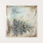 Vintager Blauer Weihnachtsbaum Wandteppich (Vorderseite (Horizontal))