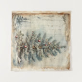 Vintager Blauer Weihnachtsbaum Wandteppich (Vorderseite (Horizontal))