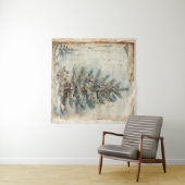 Vintager Blauer Weihnachtsbaum Wandteppich (Beispiel (Horizontal))