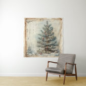 Vintager Blauer Weihnachtsbaum Wandteppich (Beispiel)