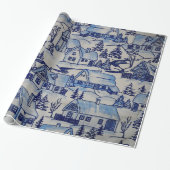 Vintager blauer/weißer geschenkpapier (Ungerollt)