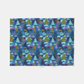 Vintager Blauer Winter Weihnachtsbaumwald Fleecedecke (Vorderseite (Horizontal))