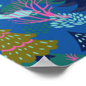 Vintager Blauer Winter Weihnachtsbaumwald Poster (Ecke)