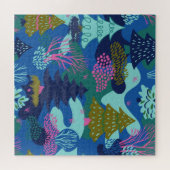 Vintager Blauer Winter Weihnachtsbaumwald Puzzle (Horizontal)