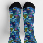 Vintager Blauer Winter Weihnachtsbaumwald Socken (Oben)