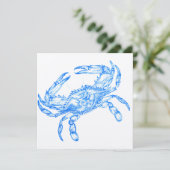 Vintager Blaukrabbe Einladung (Stehend Vorderseite)