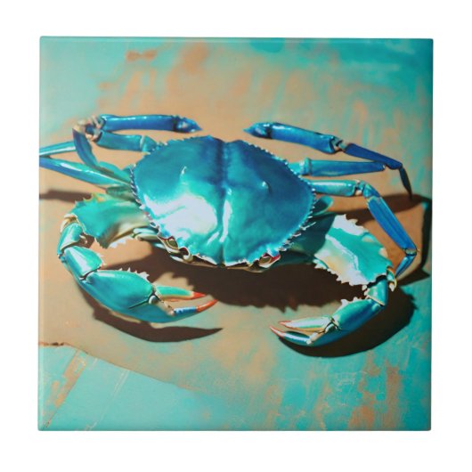Vintager Blaukrabbe Fliese (Vorderseite)