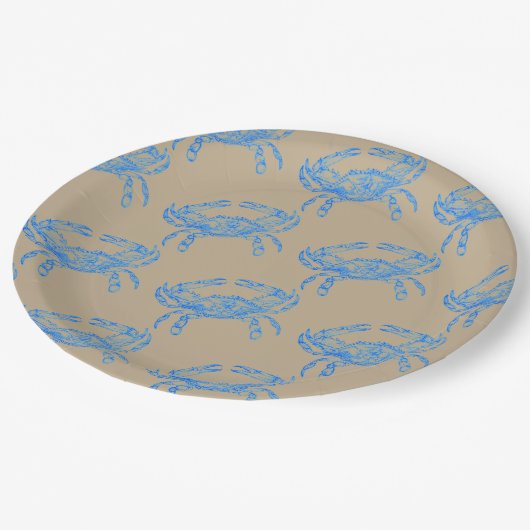 Vintager Blaukrabbe Pappteller (Schrägansicht)