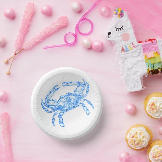 Vintager Blaukrabbe Pappteller (Party)