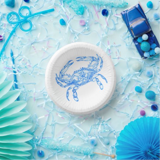 Vintager Blaukrabbe Pappteller (Party)