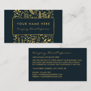 Vintager Bleieffekt von Blue & Gold Foil Visitenkarte