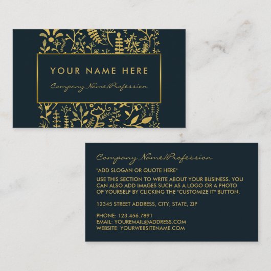 Vintager Bleieffekt von Blue & Gold Foil Visitenkarte (Vorne/Hinten)