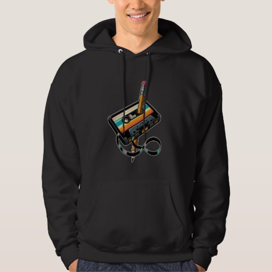 Vintager Bleistift-Rückspulband Nostalgie Teil Hoodie (Vorderseite)