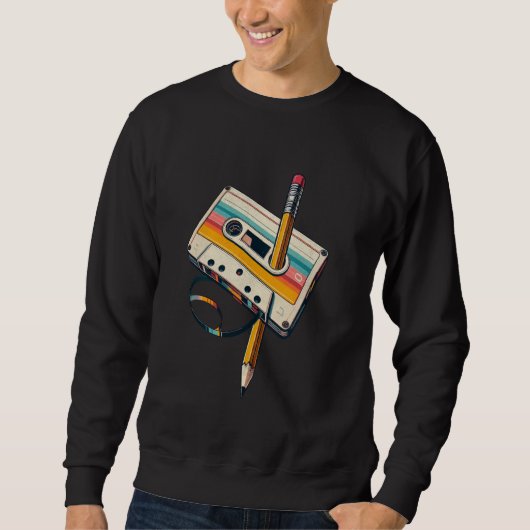 Vintager Bleistift-Rückspulband Nostalgie Teil Sweatshirt (Vorderseite)