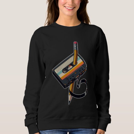 Vintager Bleistift-Rückspulband Nostalgie Teil Sweatshirt (Vorderseite)