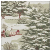 Vintager Blick auf das Rustikale Weihnachtsdorf Stoff (Muster)