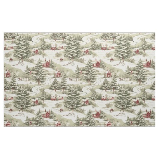 Vintager Blick auf das Rustikale Weihnachtsdorf Stoff (Yard (91,4 cm))