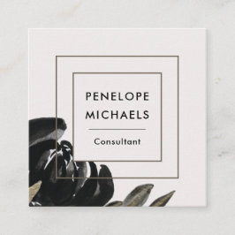 Vintager Blick Blüte auf blassgrauem Hintergrund Quadratische Visitenkarte